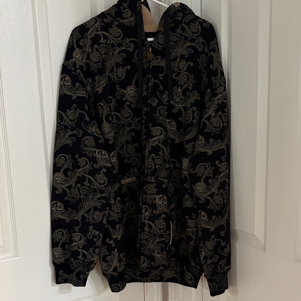 Ecko Unlimited Black and Gray Paisley Hoodie